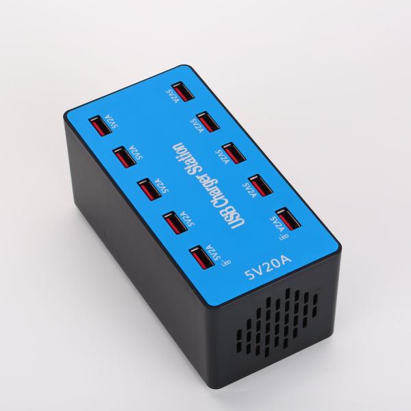 High Quality 100W Multi-Port Smart USB Charger 5v 2.4a CE Rohs FCC Approved 10-Port Mobile Phone & USB Charging Station