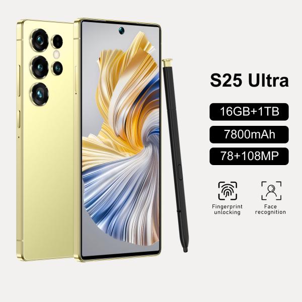 2025 Ultra 5G Smartphone S25 Android 7.3 Inch HD Screen 108MP Rear Camera 16+1TB Gaming Phone Deca Core CPU Hot Sale Spanish