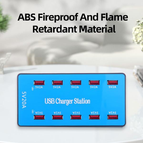 High Quality 100W Multi-Port Smart USB Charger 5v 2.4a CE Rohs FCC Approved 10-Port Mobile Phone & USB Charging Station