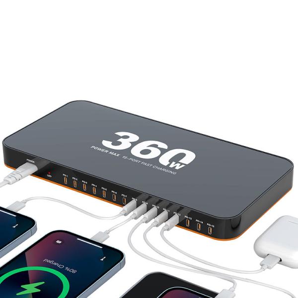 Factory New 360W High Power PD Charger15 Ports Multi USB Charger for USB Fast Phone Charger Station Quick Charge Dock UK/EU/US