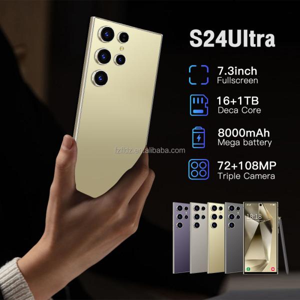 2024 New Hot Selling S24 Ultra Smartphone 7.3 Inch Android 14 16GB+1TB Face Unlock Global Version 3G 4G 5G Spanish 100W Mobile
