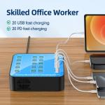 Powerful 400W USB C Charger Newest 40 Port Fast Charging Charger Station for Mobile Phone & Laptop & PD Charger Devices 20W