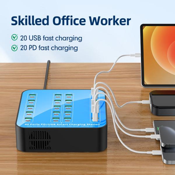 Powerful 400W USB C Charger Newest 40 Port Fast Charging Charger Station for Mobile Phone & Laptop & PD Charger Devices 20W