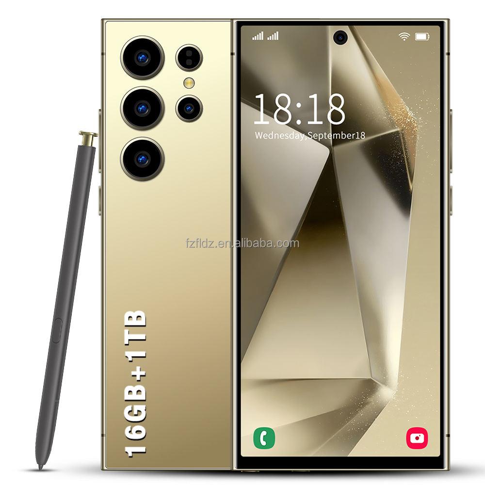 S24 Ultra 5G Smartphone 7.3 Inch Android 14 High Quality Gaming Mobile Phone 16GB RAM 1TB Storage Face Unlock HD Cameras