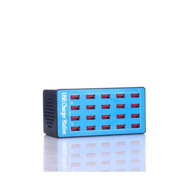 20-Port USB Charging Station 100W Desktop Phone Charger with QC2.0 ABS Material for Mobile Phone Multi Port USB Smart Charger