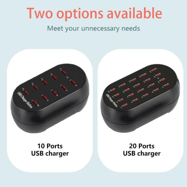 2025 Wholesale High-Power 50W 10 Ports Multi USB Charger Fast Charging for Multiple Smart Phone Charge 5V1A 2.4A Output US EU UK