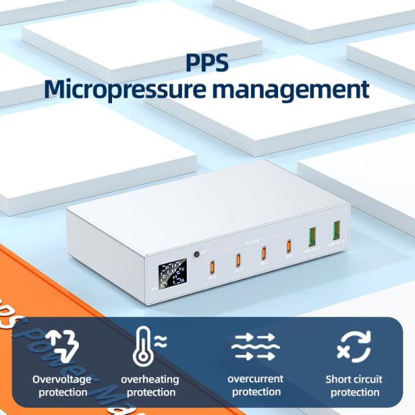 6-Port High Power 140W PD3.0 USB C Charger Fast Charging 100W Charger Digital Display Smart Charging Laptop PC Mobile Phones X6Q