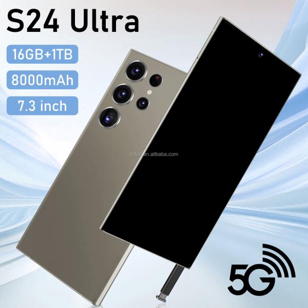 Global Version S24 Ultra High Quality 5G Android14 Smartphone 7.3inch HD Screen 16GB+1TB Face Unlock Mobile Phone