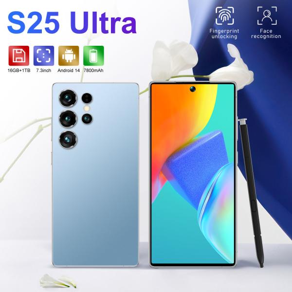 2025 Ultra 5G Smartphone S25 Android 7.3 Inch HD Screen 108MP Rear Camera 16+1TB Gaming Phone Deca Core CPU Hot Sale Spanish