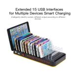15 Port Multi Charger Station Bracket for Fast Mobile Phone Multi USB Charger with 180W 5V 2.4A Output for Hotel Office School