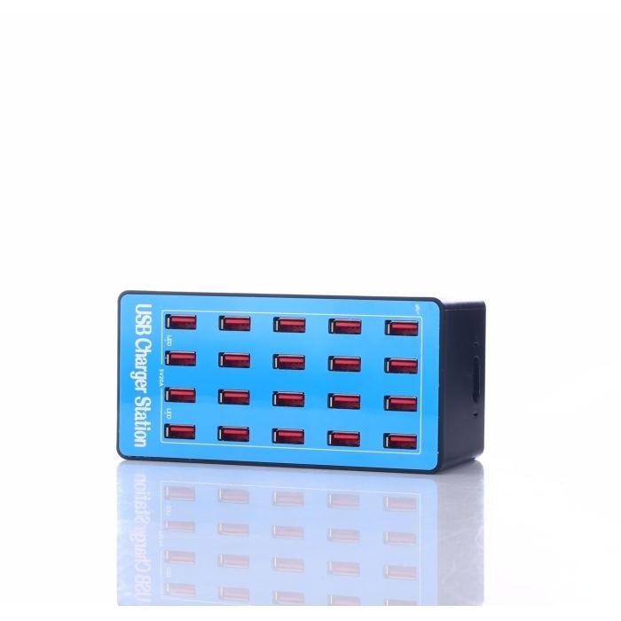 20-Port USB Charging Station 100W Desktop Phone Charger with QC2.0 ABS Material for Mobile Phone Multi Port USB Smart Charger