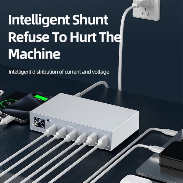 6-Port High Power 140W PD3.0 USB C Charger Fast Charging 100W Charger Digital Display Smart Charging Laptop PC Mobile Phones X6Q