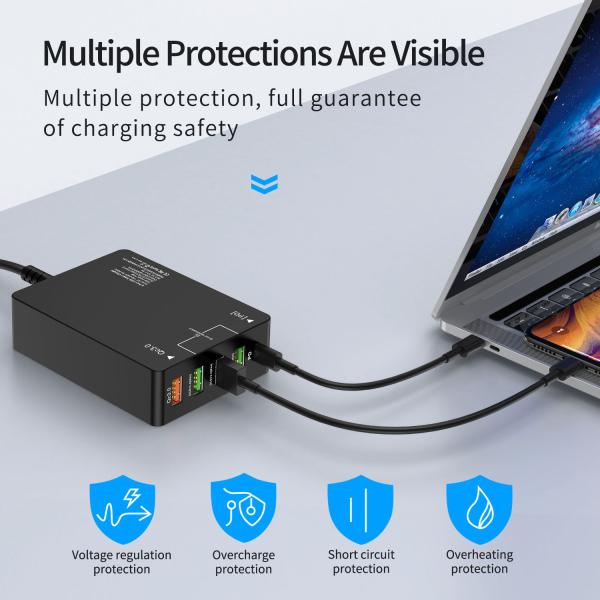 2022 Hot Sale 5 Ports QC3.0+PD Fast Charging Dock Station Charger Stand QC3.0 Fast Phone Charger for Mobile Phone