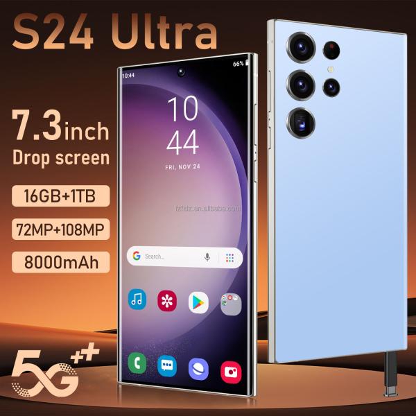 S24 Ultra 5G Smartphone 7.3 Inch Android 14 High Quality Gaming Mobile Phone 16GB RAM 1TB Storage Face Unlock HD Cameras