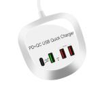 Portable 40W USB C Charger 4-in-1 4 Ports Mobile Phone USB Charging Station Compatible PD QC Port for US/EU/AU/UK Plug
