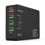 2022 Hot Sale 5 Ports QC3.0+PD Fast Charging Dock Station Charger Stand QC3.0 Fast Phone Charger for Mobile Phone